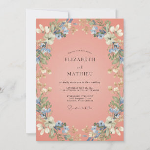Invitación Boda de primavera de coral animado