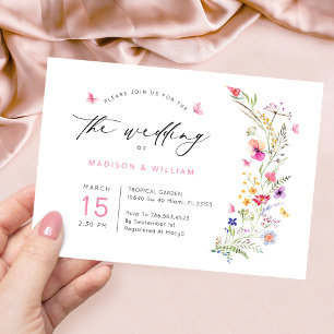 Invitación Boda de primavera de flores silvestres coloridas