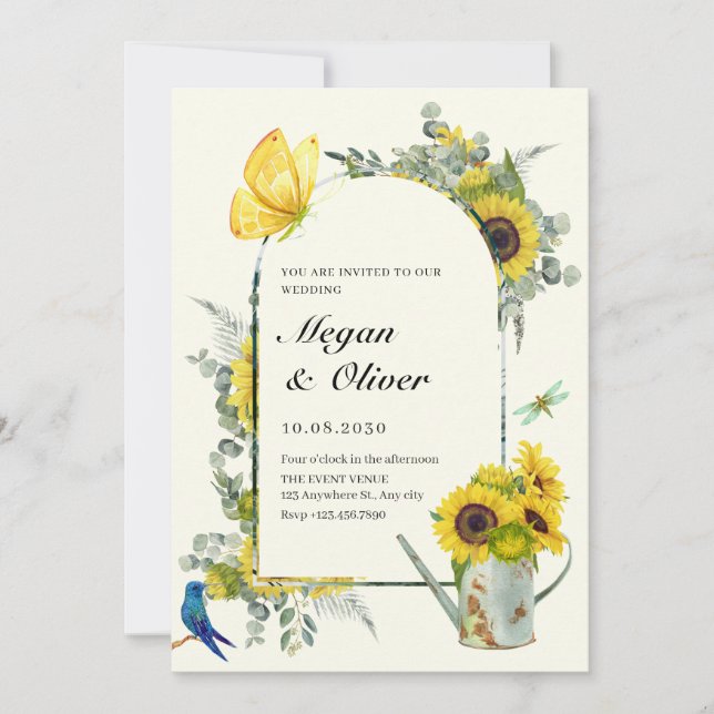Invitación Boda de primavera de girasoles (Anverso)