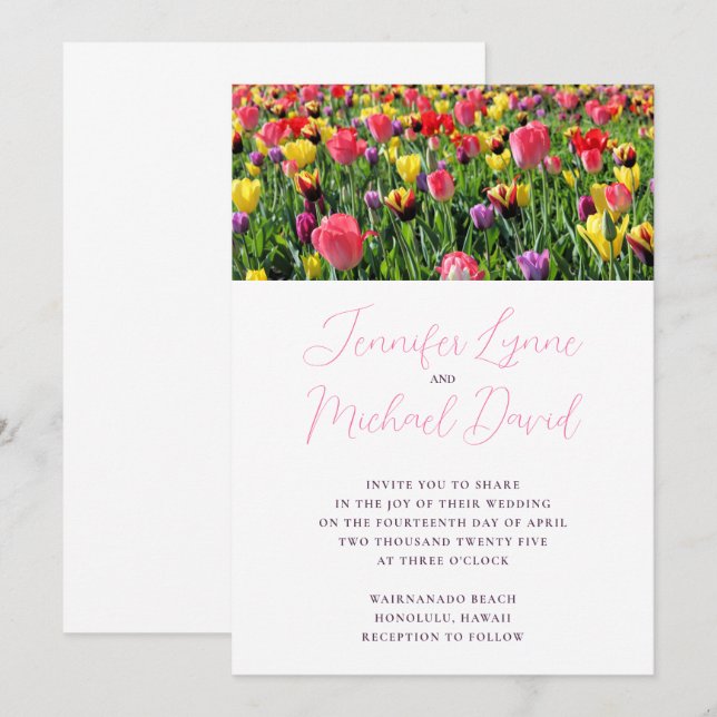 Invitación Boda de primavera de Tulips (Anverso / Reverso)