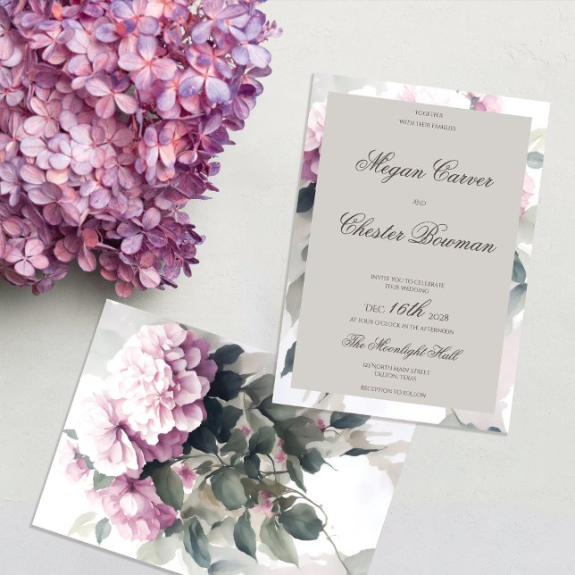 Invitación Boda de primavera de verano floral de la hidrangea (Subido por el creador)