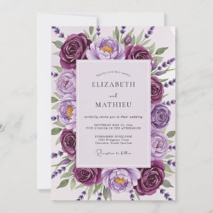 Invitación Boda de primavera distinguida de ciruela