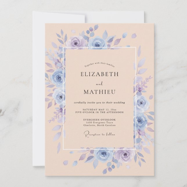 Invitación Boda de primavera distinguida de melocotón (Anverso)