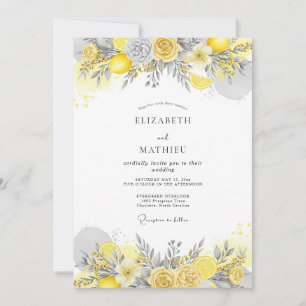 Invitación Boda de primavera distinguida de pizarra amarilla