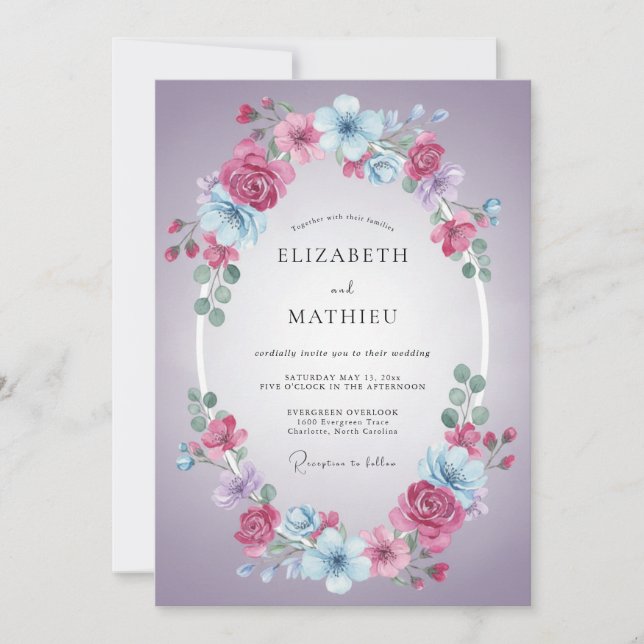 Invitación Boda de primavera divina lavanda (Anverso)