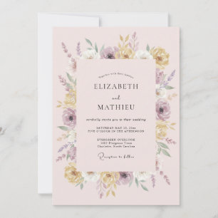 Invitación Boda de primavera elegante con lavanda rosada