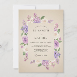 Invitación Boda de primavera elegante con lilas