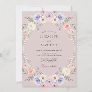Invitación Boda de primavera elegante en color malva