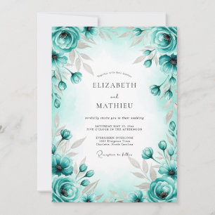 Invitación Boda de primavera elegante y turquesa