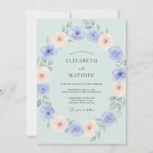 Invitación Boda de primavera en acuarela verde menta