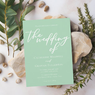 Invitación Boda de primavera en el guión blanco verde suave d