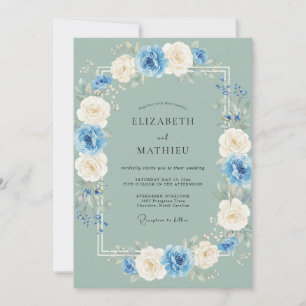 Invitación Boda de primavera en verde salvia pulido