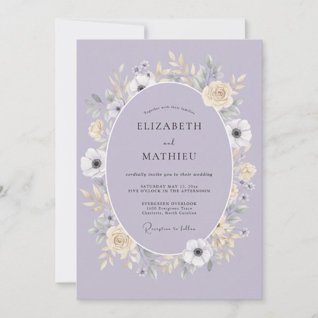 Invitación Boda de primavera encantadora de lavanda (Anverso)