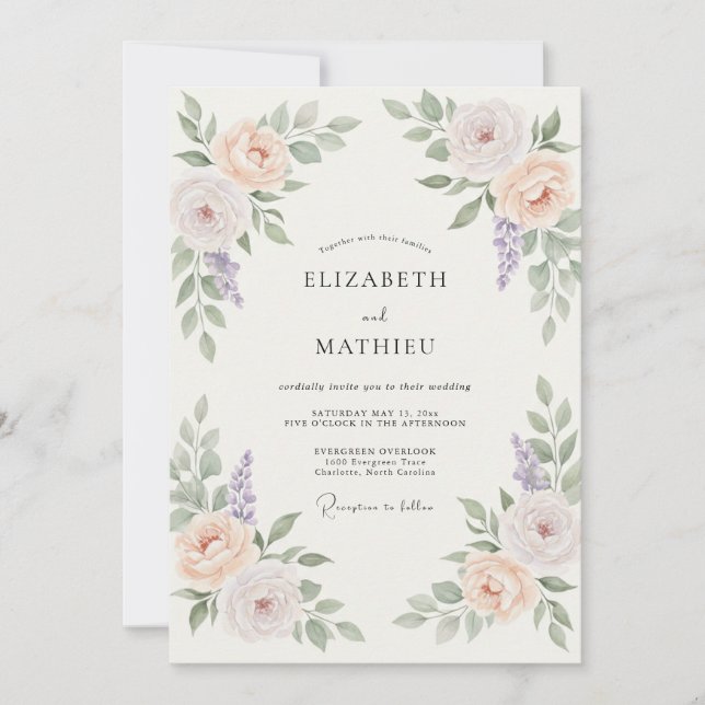 Invitación Boda de primavera encantadora melocotón (Anverso)