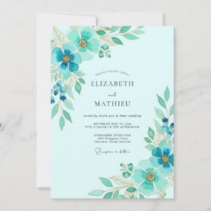 Invitación Boda de Primavera Etérea Acuática