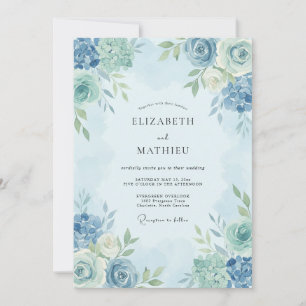 Invitación Boda de primavera etérea azul claro