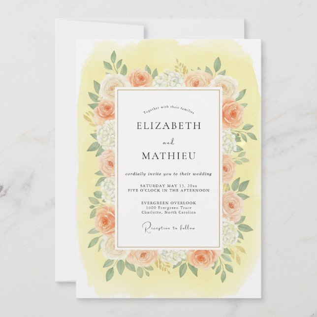 Invitación Boda de primavera etérea de flor de melocotón (Anverso)