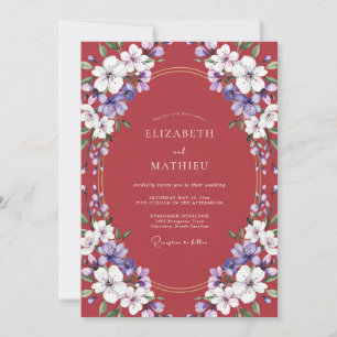 Invitación Boda de primavera exquisita carmesí