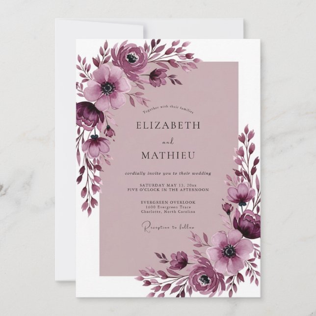 Invitación Boda de primavera exquisita ciruela (Anverso)