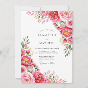 Invitación Boda de primavera exquisita en fucsia