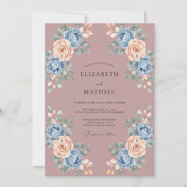 Invitación Boda de primavera exquisita en malva (Anverso)