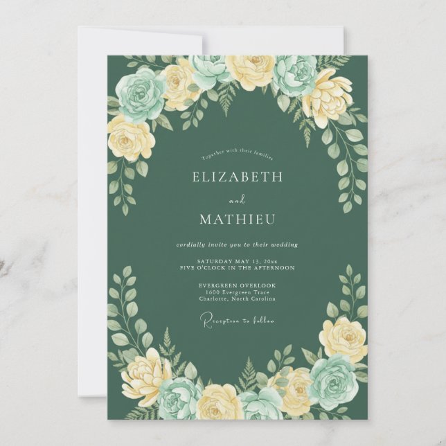 Invitación Boda de primavera exquisita verde bosque (Anverso)