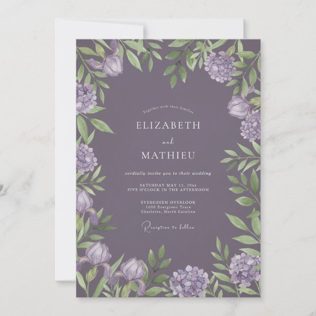Invitación Boda de primavera exuberante de ciruela (Anverso)