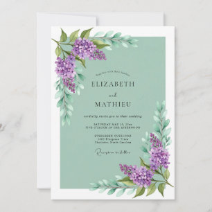Invitación Boda de primavera exuberante de color púrpura lila