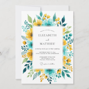 Invitación Boda de primavera fascinante en coral y turquesa