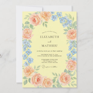 Invitación Boda de primavera feliz de amarillo suave