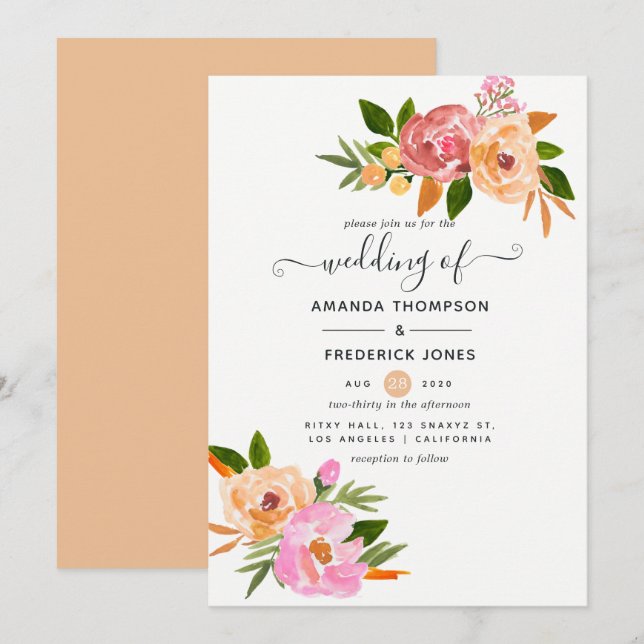 Invitación Boda de Primavera Floral (Anverso / Reverso)