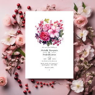 Invitación Boda de primavera floral actual y Rosa