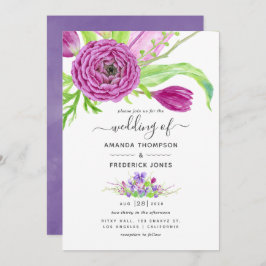 Invitación Boda de primavera floral acuarela