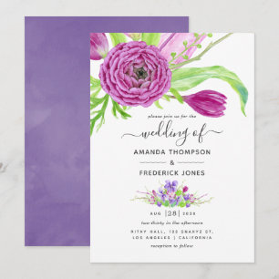 Invitación Boda de primavera floral acuarela