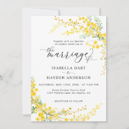 Invitación Boda de Primavera Floral Amarillo Mimosa Silver Wa