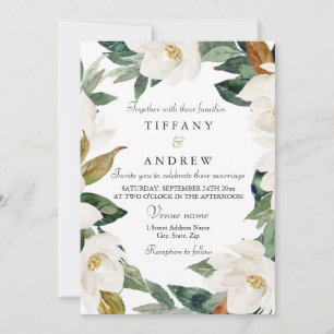 Invitación Boda de Primavera Floral Blanca Elegante