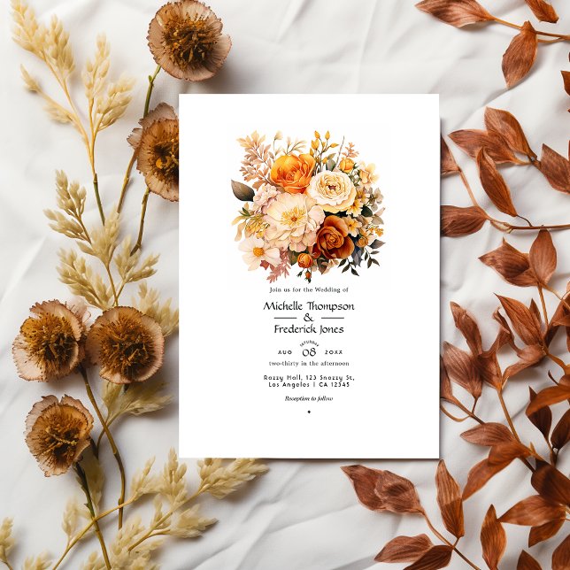 Invitación Boda de primavera floral dorada (Subido por el creador)
