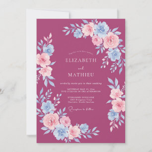 Invitación Boda de primavera floral elegante magenta