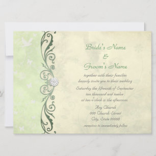 Invitación Boda de primavera floral en verde lima y amarillo