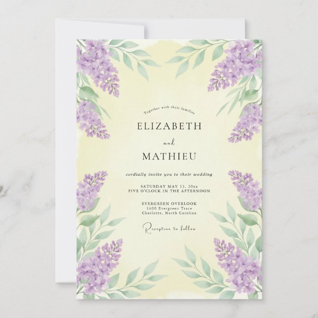 Invitación Boda de primavera floral etérea de lavanda (Anverso)