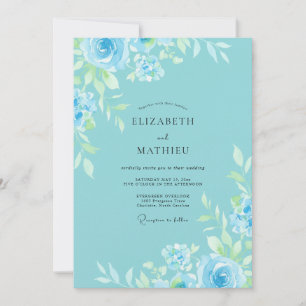 Invitación Boda de primavera floral exuberante en aqua