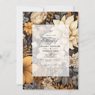 Invitación Boda de primavera floral marrón dorado