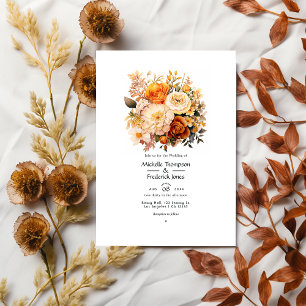 Invitación Boda de primavera floral marrón dorado