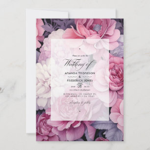Invitación Boda de primavera floral rosa suave y plateada