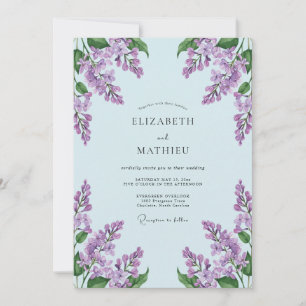 Invitación Boda de primavera floreciendo azul claro