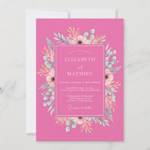 Invitación Boda de primavera fucsia vivaz