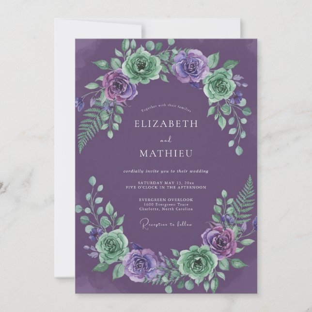 Invitación Boda de primavera hipnótica de ciruela (Anverso)