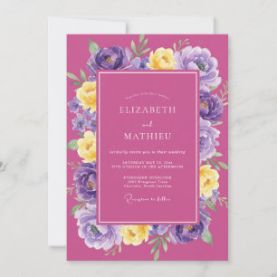 Invitación Boda de primavera iluminada por el sol magenta