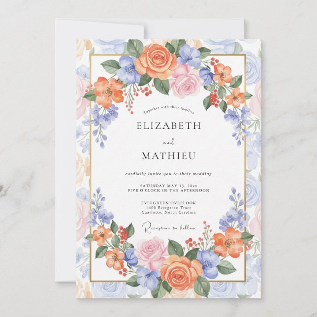 Invitación Boda de primavera impresionante albaricoque (Anverso)