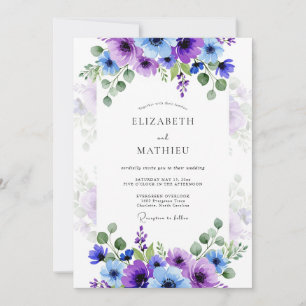 Invitación Boda de primavera impresionante con lavanda púrpur